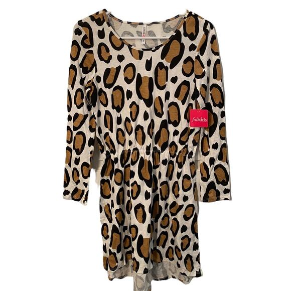 Fabkids Leopard Print Dress Girls XL 14 16 cotton Blend Fall NWT Autumn - Picture 2 of 7